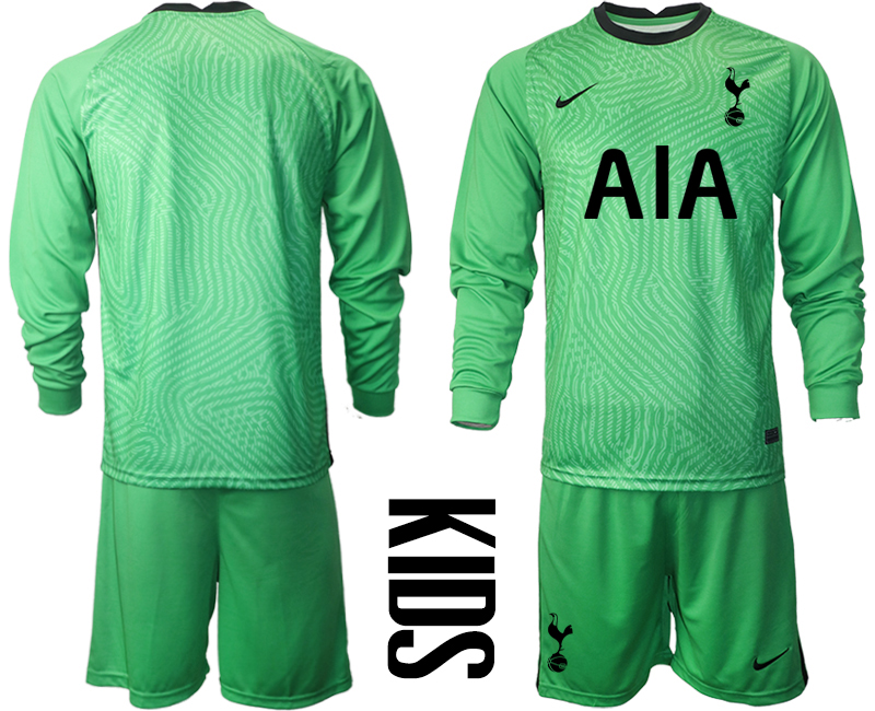 2021 Tottenham Hotspur green goalkeeper long sleeve youth soccer jerseys